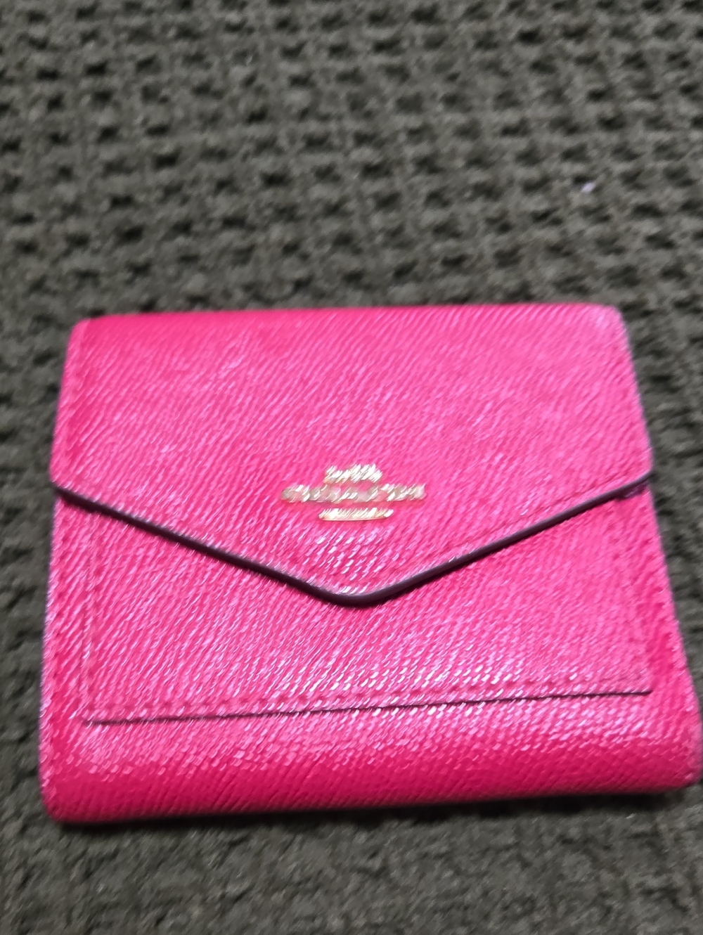Coach Hot Pink Envelope-Style Wallet with Gold Logo